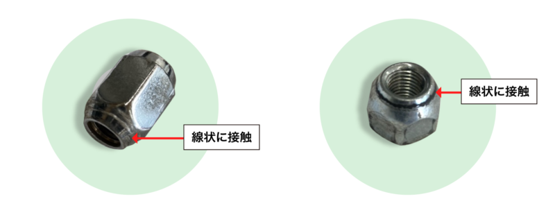 ナットに残った線状接触の痕